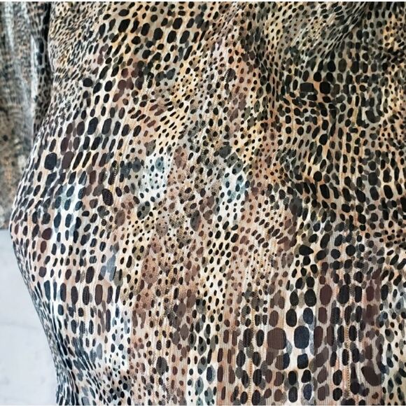 VINTAGE YVES ST. CLAIR Semi-sheer Animal Print Metallic Button-down Blouse 14 - Picture 3 of 10